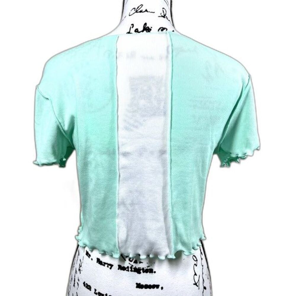 Aeropostale mint green  crop top lettuce hem baby tee top size L streetwear - Picture 2 of 16